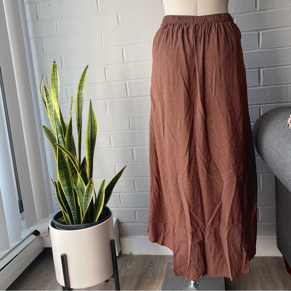 Abercrombie & Fitch Brown High-Low Button-Front Midi Skirt - Picture 2 of 6